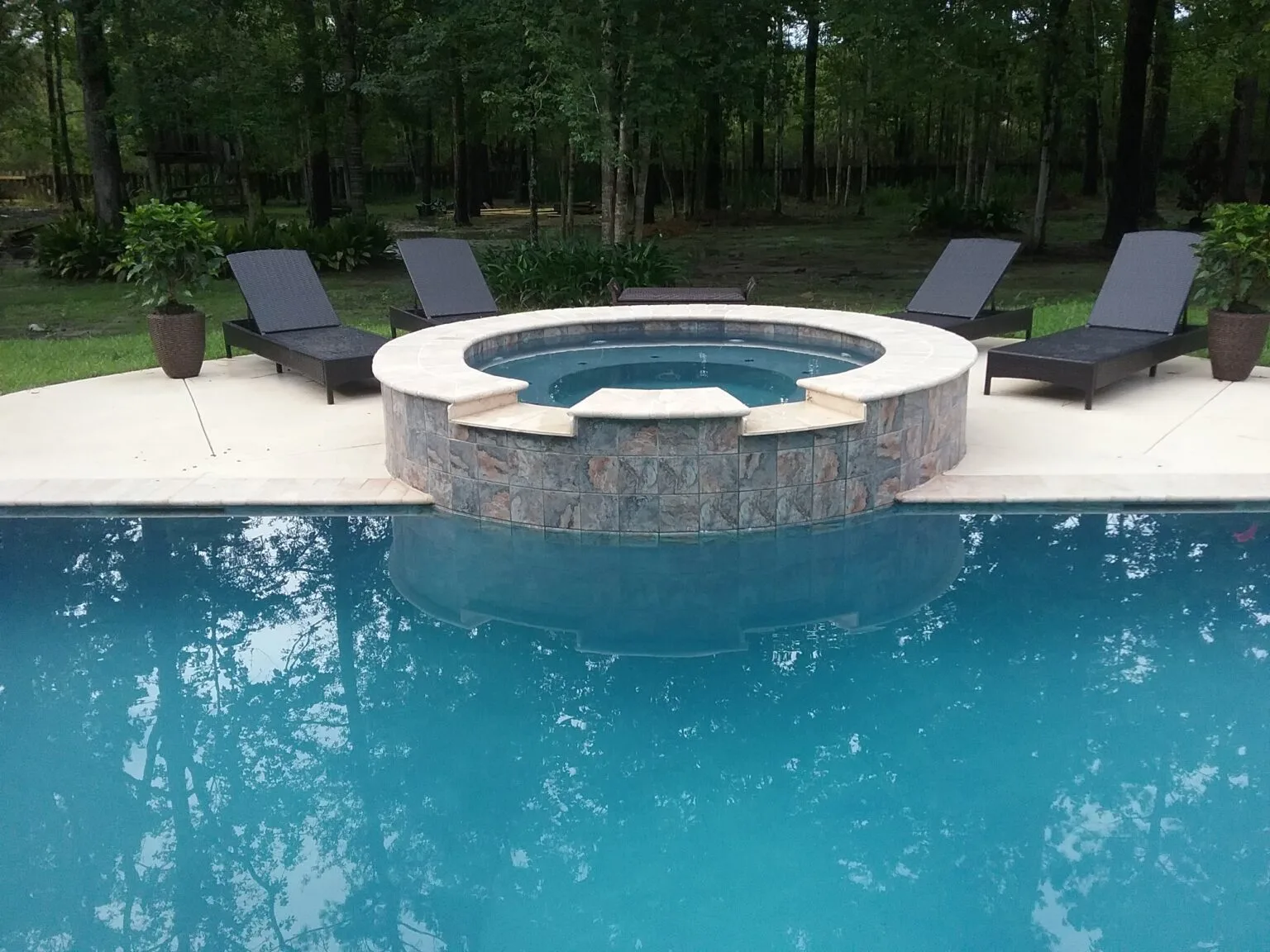 hot tub and pool garage deck